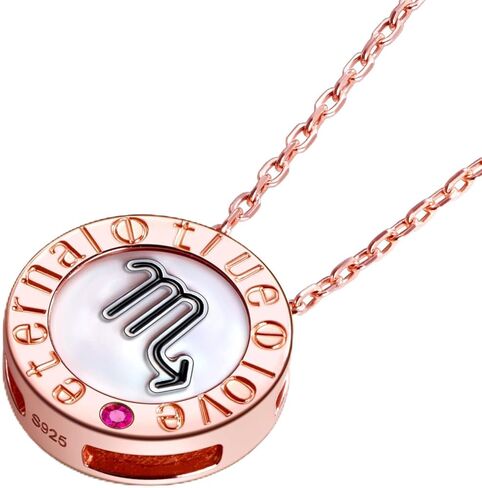 LEONIDS Zodiac Necklace for Women - 14K Rose Gold 925 Sterling Silver Constellation Pendant Necklace with Ruby Jewelry Gift for Her in Kuwait