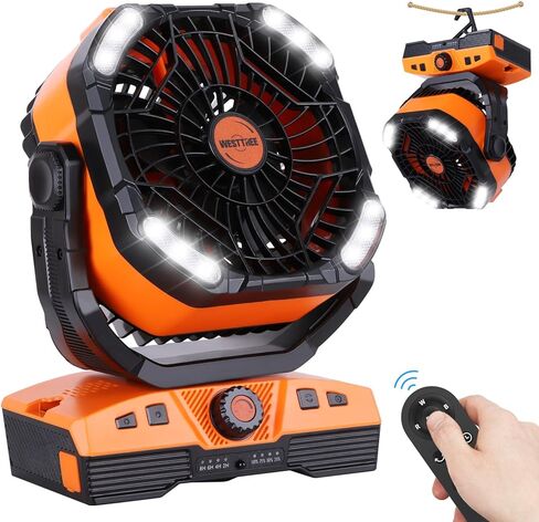 20000 مللي أمبير مروحة التخييم تتأرجح مروحة محمولة تعمل بالبطارية مراوح قابلة للشحن أساسيات التخييم مع خطاف خفيف، 270 درجة محور USB مكتب بطارية تعمل في الهواء الطلق خيمة السفر in Kuwait