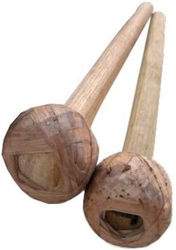 Africa Heartwood Project - Pair (2) of Professional Balafon Mallets for African Bala Marimba – Handcrafted Hardwood Stick - Xylophone Mallets with Natural Gum Rubber Tip - 12"-13" long in Kuwait