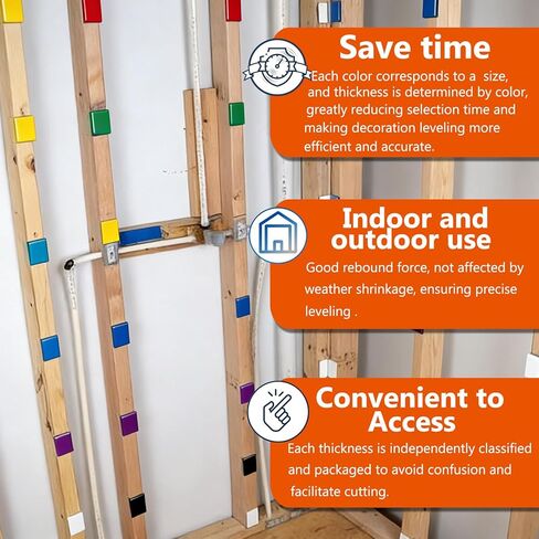 Foam Shims for Leveling Walls - Wall Flattening Shim Kits, High Density Foam Shim Kits for Wall Alignment & Gap Filling, 7 Sizes (100 Pieces per Size) in Saudi Arabia