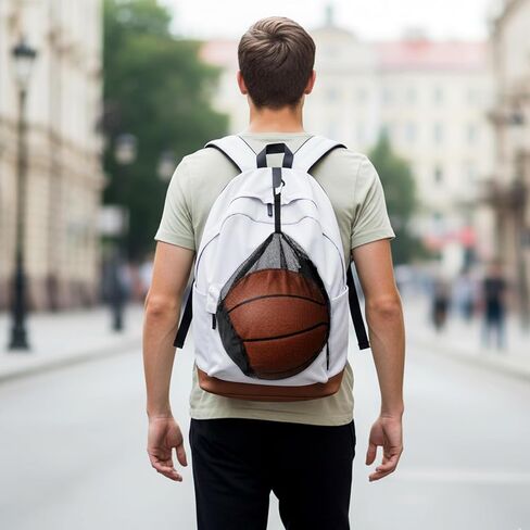 2 PCS Single Ball Bags Mesh with Double Hook, Mesh Ball Bag with Zipper Pocket, Balls Storage Bag, Drawstring Sling Backpack for Soccer Basketball Football Volleyball in Saudi Arabia