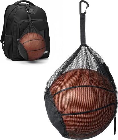 Single Ball Bags Mesh with Double Hook, Ball Storage Bag, Mesh Storage Bags with Zipper Pocket, Drawstring Sling Backpack for Soccer Basketball Football Volleyball in Saudi Arabia