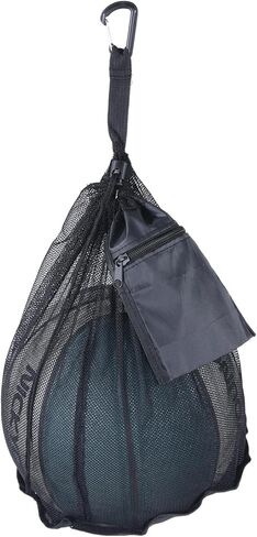 Thinp Single Ball Bag, Mesh Ball Bag for Basketball Soccer Balls Bags with Zipper Pocket Drawstring Multi-Purpose Net Pouch Sling Backpack for Carrying Basketball Volleyball Soccer Rugby (Black in Saudi Arabia
