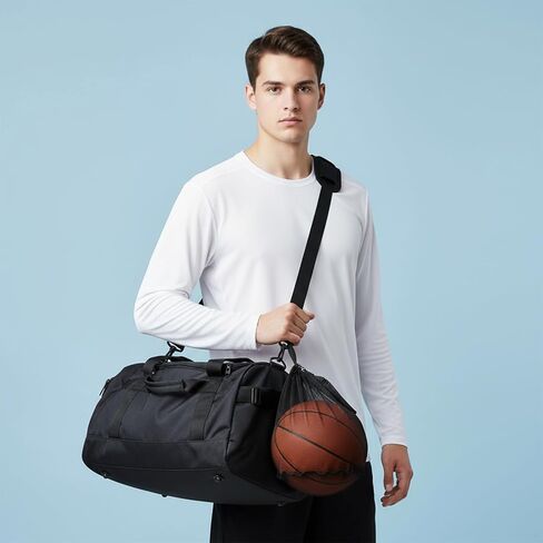 Thinp Single Ball Bag, Mesh Ball Bag for Basketball Soccer Balls Bags with Zipper Pocket Drawstring Multi-Purpose Net Pouch Sling Backpack for Carrying Basketball Volleyball Soccer Rugby (Black in Saudi Arabia