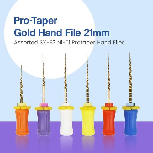 Professional Hand Files Set, 21mm, Assorted Colors with Gold Spiral Handle, 6 Pack in Saudi Arabia