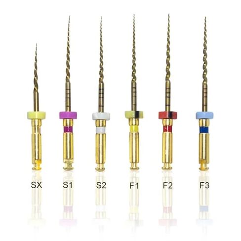 مبرد يدوي Protaper Professional Ni-Ti، مقاس 19 مم SX، ذهبي اللون، 6 عبوات، مقاوم للتآكل، قابل للتعقيم التلقائي in Saudi Arabia