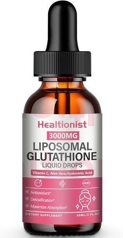 عبوتان من قطرات الجلوتاثيون السائلة 3000 مجم مع فيتامين ج، امتصاص 98%، مكمل الجلوتاثيون الشحمي، مركب قوي مضاد للأكسدة لجهاز المناعة، الكبد، 4 أونصة سائلة لكل زجاجة in Kuwait