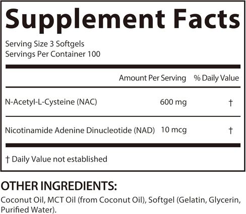 مكمل AIQIUSHA NAC 600 مجم، كبسولات هلامية N-Acetyl Cysteine ​​مع زيت جوز الهند وزيت MCT، دعم صحي يومي، غير معدل وراثيًا، خالي من الغلوتين، 300 كبسولة هلامية in Kuwait