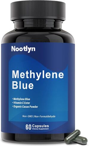 كبسولات الميثيلين الزرقاء - الميثيلين الأزرق من الدرجة الصيدلانية 15 ملجم، مع فيتامين C إستر، الصحة اليومية والدعم الخلوي، 60 كبسولة in Kuwait