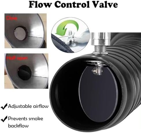 Stainless Steel Fume Hood,2m Flexible Fume Extractor Hose with Adjustable Hood & Valve, 6.6ft Industrial Dust Collection Arm for Workshop, Black, 200mm (7.9 inch) - Efficient Air Filtration in Kuwait