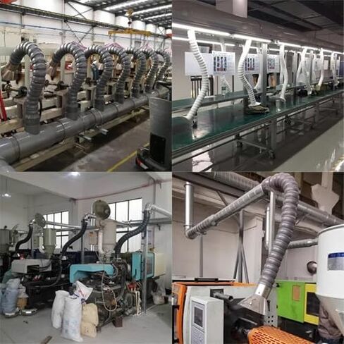 Stainless Steel Fume Hood,2m Flexible Fume Extractor Hose with Adjustable Hood & Valve, 6.6ft Industrial Dust Collection Arm for Workshop, Black, 200mm (7.9 inch) - Efficient Air Filtration in Kuwait