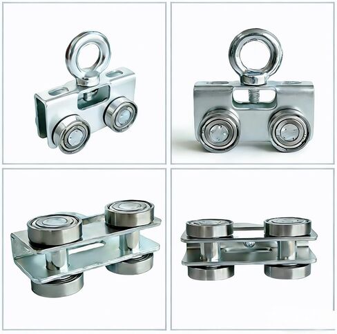 4 Wheel Trolley Assembly Rollers, Upgraded Heavy Duty Load Silent Roller Trolley, Fits 1-5/8" Wideand Taller Strut Channe, Unistrut, Superstrut (Silver 4 Pack) in Kuwait