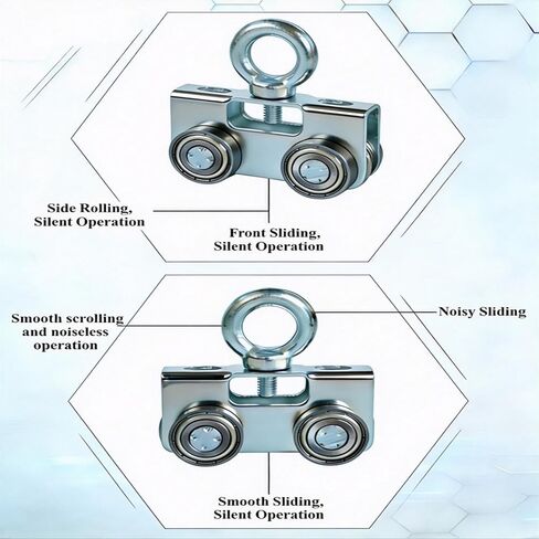 4 Wheel Trolley Assembly Rollers, Upgraded Heavy Duty Load Silent Roller Trolley, Fits 1-5/8" Wideand Taller Strut Channe, Unistrut, Superstrut (Silver 4 Pack) in Kuwait