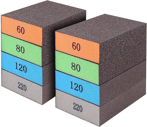 Sanding Sponge Blocks 8-Pack, Four Grits 60/80/120/220, Washable and Reusable for Drywall Metal in Saudi Arabia