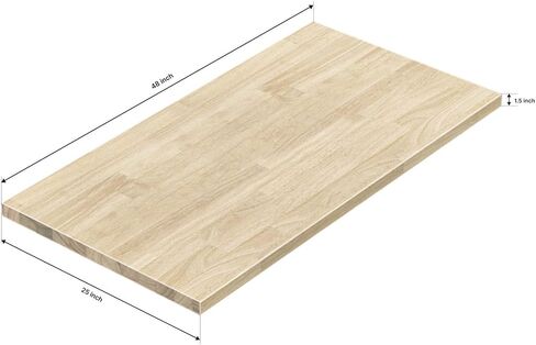 ARIEL Hevea Unfinished Butcher Block Countertop 48" L x 25" W x 1.5" Th in Kuwait