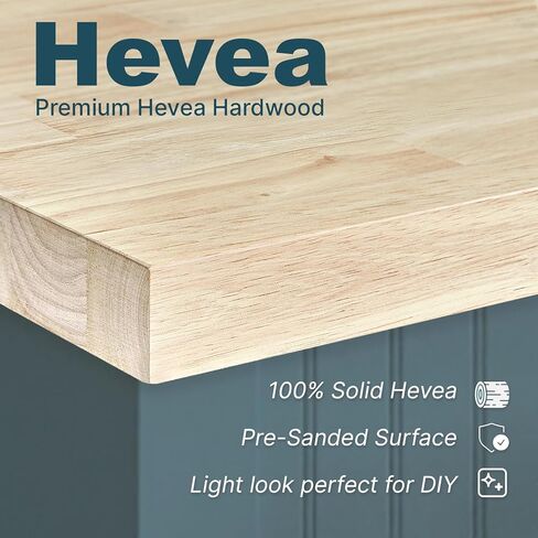 ARIEL Hevea Unfinished Butcher Block Countertop 48" L x 25" W x 1.5" Th in Kuwait