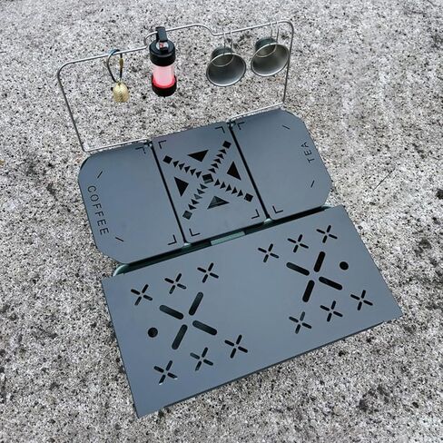 سطح طاولة من سبائك الألومنيوم من Dpofirs لصندوق الغداء، محطة قهوة محمولة حديثة قابلة للطي، فضي، أسود، رمادي، 8.3 بوصة × 5.1 بوصة × 1.6 بوصة in Kuwait