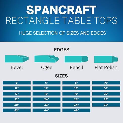 Spancraft 22" x 42" Rectangle Glass Table Tops in Kuwait
