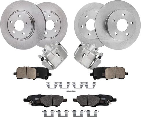 Detroit Axle - مجموعة الفرامل لـ 06-10 شيفروليه إمبالا مونت كارلو دوار دوارات الفرامل 2006 2007 2008 2009 2010 وسادات المكابح السيراميك الأمامية والخلفية in Kuwait
