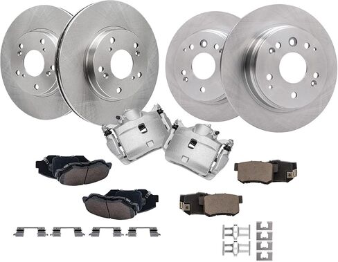 Detroit Axle - مجموعة الفرامل لـ 06-10 شيفروليه إمبالا مونت كارلو دوار دوارات الفرامل 2006 2007 2008 2009 2010 وسادات المكابح السيراميك الأمامية والخلفية in Kuwait