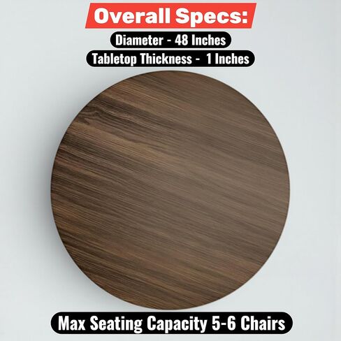 سطح طاولة تجاري دائري للاستخدام في المطاعم والمقاهي وتناول الطعام (سطح طاولة MDF مشكل حراريًا مع لمسة نهائية من خشب الجوز الداكن، قطر 48 بوصة) in Kuwait