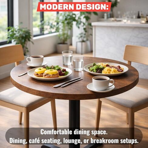 سطح طاولة تجاري دائري للاستخدام في المطاعم والمقاهي وتناول الطعام (سطح طاولة MDF مشكل حراريًا مع لمسة نهائية من خشب الجوز الداكن، قطر 48 بوصة) in Kuwait