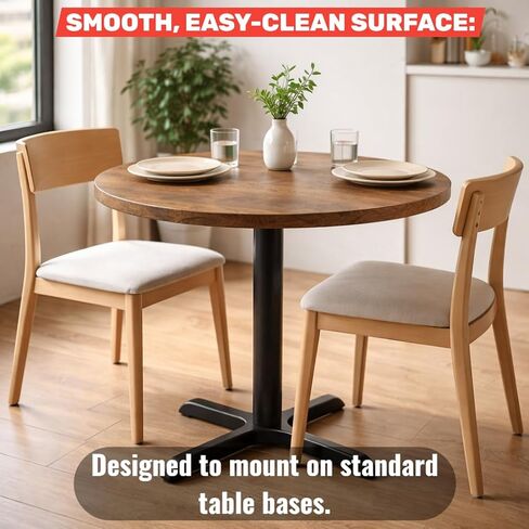 سطح طاولة تجاري دائري للاستخدام في المطاعم والمقاهي وتناول الطعام (سطح طاولة MDF مشكل حراريًا مع لمسة نهائية من خشب الجوز الداكن، قطر 48 بوصة) in Kuwait