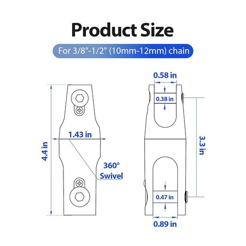 Stainless Steel Anchor Swivel Connector - Marine Grade 316L Heavy Duty Boat Anchor Chain Swivel for 3/8 to 1/2 Inch Chain, Corrosion Resistant Saltwater Proof in Saudi Arabia