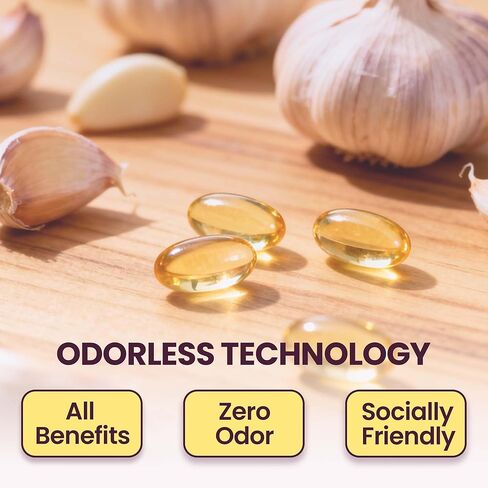 Odorless Aged Garlic Extract Softgels | 10000mg Garlic Supplements| 300 Count | 20:1 Concentrate | High-Potency, Enhanced Absorption | Antioxidant & Cognitive Support | Non-GMO, Gluten-Free Formula in Kuwait