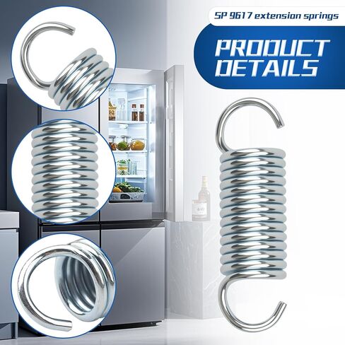 9617 Extension Spring, Small Spring, Dimensions 2.64 inches × 0.75 inches × 0.6 inches, Constructed from Durable Spring Steel, Single-Loop Open Design, Robust and Long-Lasting Construction, 6-Pack in Kuwait
