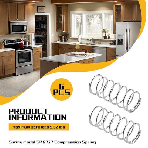 9727 Compression Spring, Small Spring, Silver, 5/8-inch OD, 1-1/2-inch Length, 0.041-inch Wire Diameter, Durable Steel Construction, Pack of 6 in Kuwait