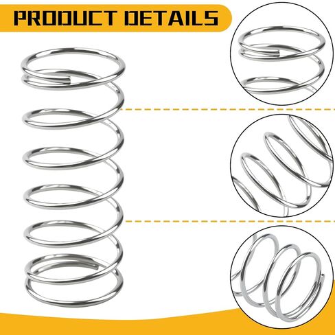 9727 Compression Spring, Small Spring, Silver, 5/8-inch OD, 1-1/2-inch Length, 0.041-inch Wire Diameter, Durable Steel Construction, Pack of 6 in Kuwait