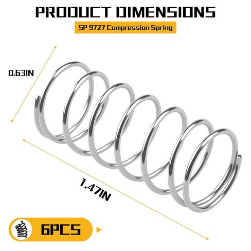 9727 Compression Spring, Small Spring, Silver, 5/8-inch OD, 1-1/2-inch Length, 0.041-inch Wire Diameter, Durable Steel Construction, Pack of 6 in Kuwait
