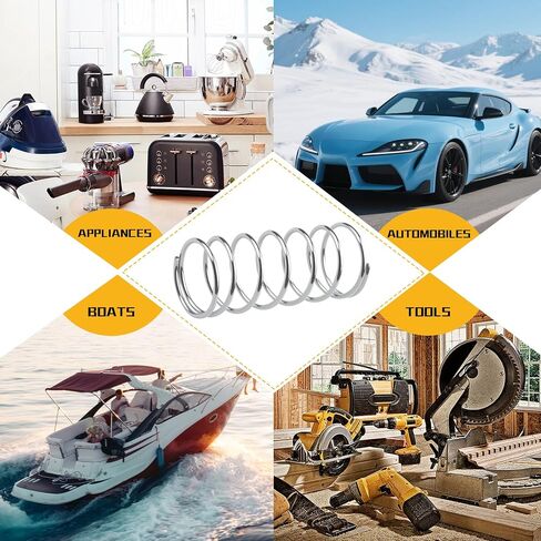 9727 Compression Spring, Small Spring, Silver, 5/8-inch OD, 1-1/2-inch Length, 0.041-inch Wire Diameter, Durable Steel Construction, Pack of 6 in Kuwait