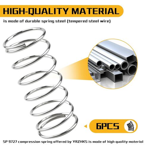9727 Compression Spring, Small Spring, Silver, 5/8-inch OD, 1-1/2-inch Length, 0.041-inch Wire Diameter, Durable Steel Construction, Pack of 6 in Kuwait