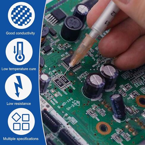 طلاء فضي موصل، معجون فضي موصل 0.7 مل، قلم طلاء لاصق لإصلاح لوحة المفاتيح PCB وتطبيقات إصلاح الإلكترونيات in Kuwait