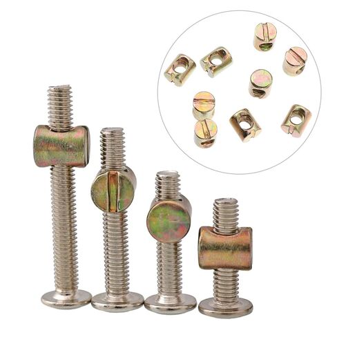 POPETPOP 55pcs M6x12 Steel Barrel Nuts Cross Dowels Slotted Furniture Fasteners for Beds Cribs Chairs Hardware Connectors in Saudi Arabia