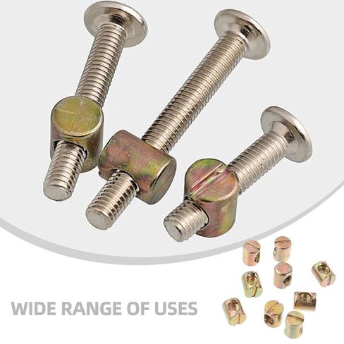 POPETPOP 55pcs M6x12 Steel Barrel Nuts Cross Dowels Slotted Furniture Fasteners for Beds Cribs Chairs Hardware Connectors in Saudi Arabia