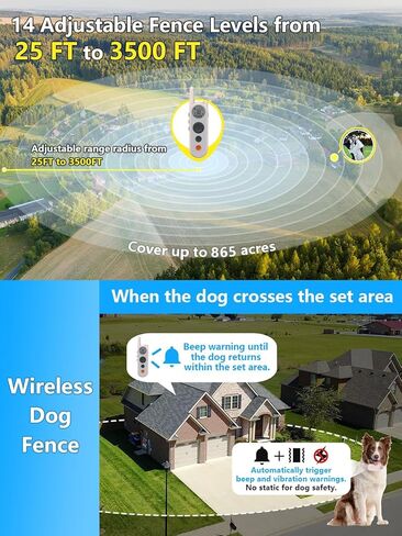 نظام سياج الكلب اللاسلكي سياج كهربائي للكلاب طوق صدمة 6000 قدم للكلاب طوق تدريب مع حدود نظام احتواء الحيوانات الأليفة آمنة مقاوم للماء. in Kuwait