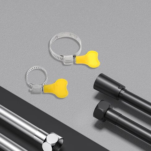 16pcs Stainless Steel Hose Clamps with Yellow Plastic Thumb Screw Handles, Adjustable Heavy Duty Water Hose Clamps for Plumbing and Automotive Repairs, Sizes 10-44mm in Saudi Arabia