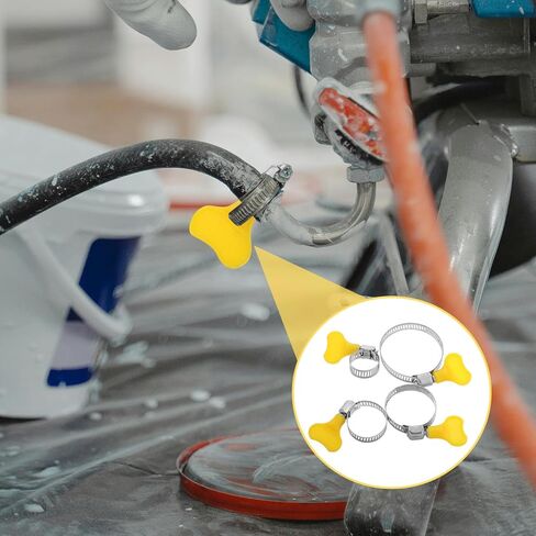 16pcs Stainless Steel Hose Clamps with Yellow Plastic Thumb Screw Handles, Adjustable Heavy Duty Water Hose Clamps for Plumbing and Automotive Repairs, Sizes 10-44mm in Saudi Arabia