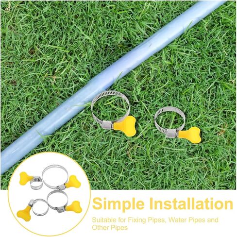 16pcs Stainless Steel Hose Clamps with Yellow Plastic Thumb Screw Handles, Adjustable Heavy Duty Water Hose Clamps for Plumbing and Automotive Repairs, Sizes 10-44mm in Saudi Arabia