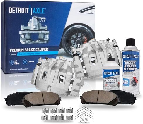 Detroit Axle - 8pc Brake Kit for 2013 2014 2015 Honda Civic ILX, Drilled and Slotted Disc Brake Rotors Ceramic Brakes Pads with Hardware Replacement : 11.10" inch Front and 10.24" inch Rear Rotor in Saudi Arabia