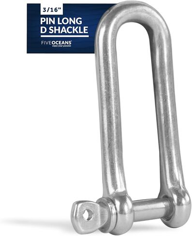 Five Oceans 3/16" Screw Pin Long D Shackle, AISI316 Stainless Steel - FO420 in Saudi Arabia
