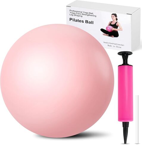 9 Inch Pink Pilates Ball, Exercise Stability Yoga Ball Small Exercise Ball with Air Pump for Core Workout, Balance Training, Home Gym, Office, Physical Therapy in Saudi Arabia