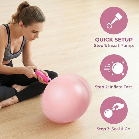 9 Inch Pink Pilates Ball, Exercise Stability Yoga Ball Small Exercise Ball with Air Pump for Core Workout, Balance Training, Home Gym, Office, Physical Therapy in Saudi Arabia