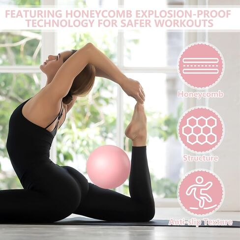 9 Inch Pink Pilates Ball, Exercise Stability Yoga Ball Small Exercise Ball with Air Pump for Core Workout, Balance Training, Home Gym, Office, Physical Therapy in Saudi Arabia