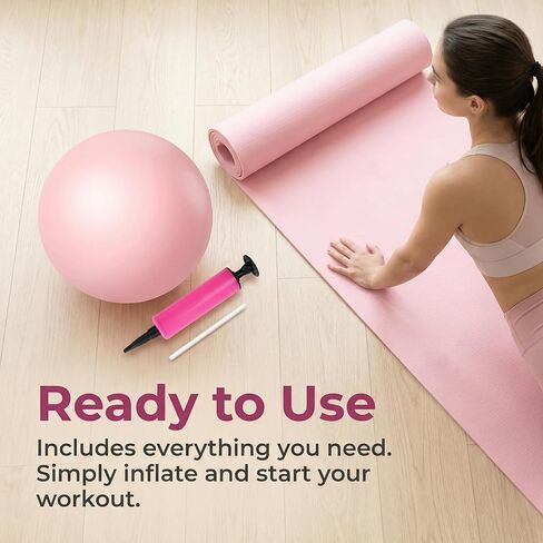 9 Inch Pink Pilates Ball, Exercise Stability Yoga Ball Small Exercise Ball with Air Pump for Core Workout, Balance Training, Home Gym, Office, Physical Therapy in Saudi Arabia