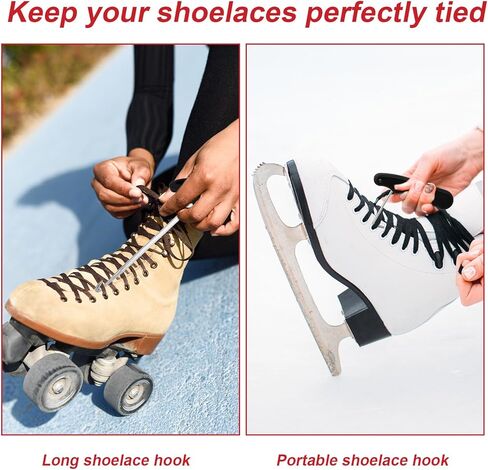 2pcs Ice Hockey Skate Lace Tighteners, Stainless Steel Foldable Lace Puller Tool for Ice Shoes Figure Skates Hockey Boots & Roller Skates Accessories (Black) in Saudi Arabia