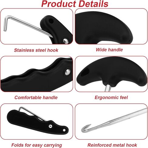 2pcs Ice Hockey Skate Lace Tighteners, Stainless Steel Foldable Lace Puller Tool for Ice Shoes Figure Skates Hockey Boots & Roller Skates Accessories (Black) in Saudi Arabia